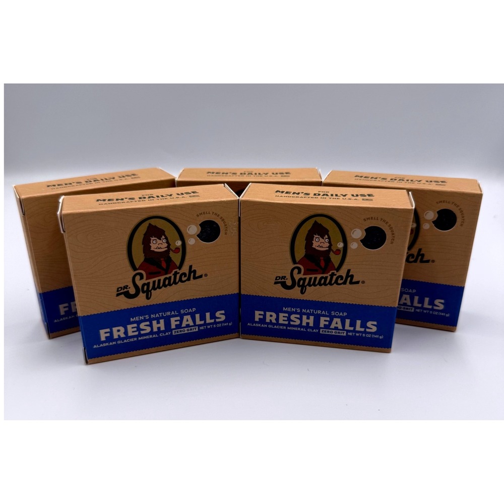 Dr. Squatch Fresh Falls Mens Natural Bar Soap 5oz Lot of 5 Zero Grit New